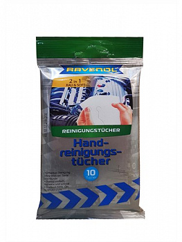 Салфетки влажные RAVENOL для рук (10шт), 1360704-001-02-000 Салфетки влажные RAVENOL для рук (10шт), 1360704-001-02-000