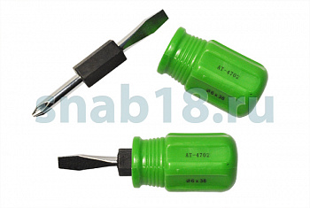 Отвертка комбинированная "АТ" 38мм (PH2 - SL6) пластиковая ручка, AT52502