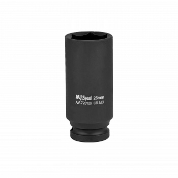 Головка ударная   1/2" шестигранная удлиненная 26мм "AV Steel", AV-720126